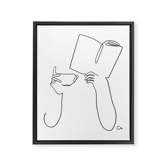 Book & Coffee Framed Canvas Print Gallery Image 1