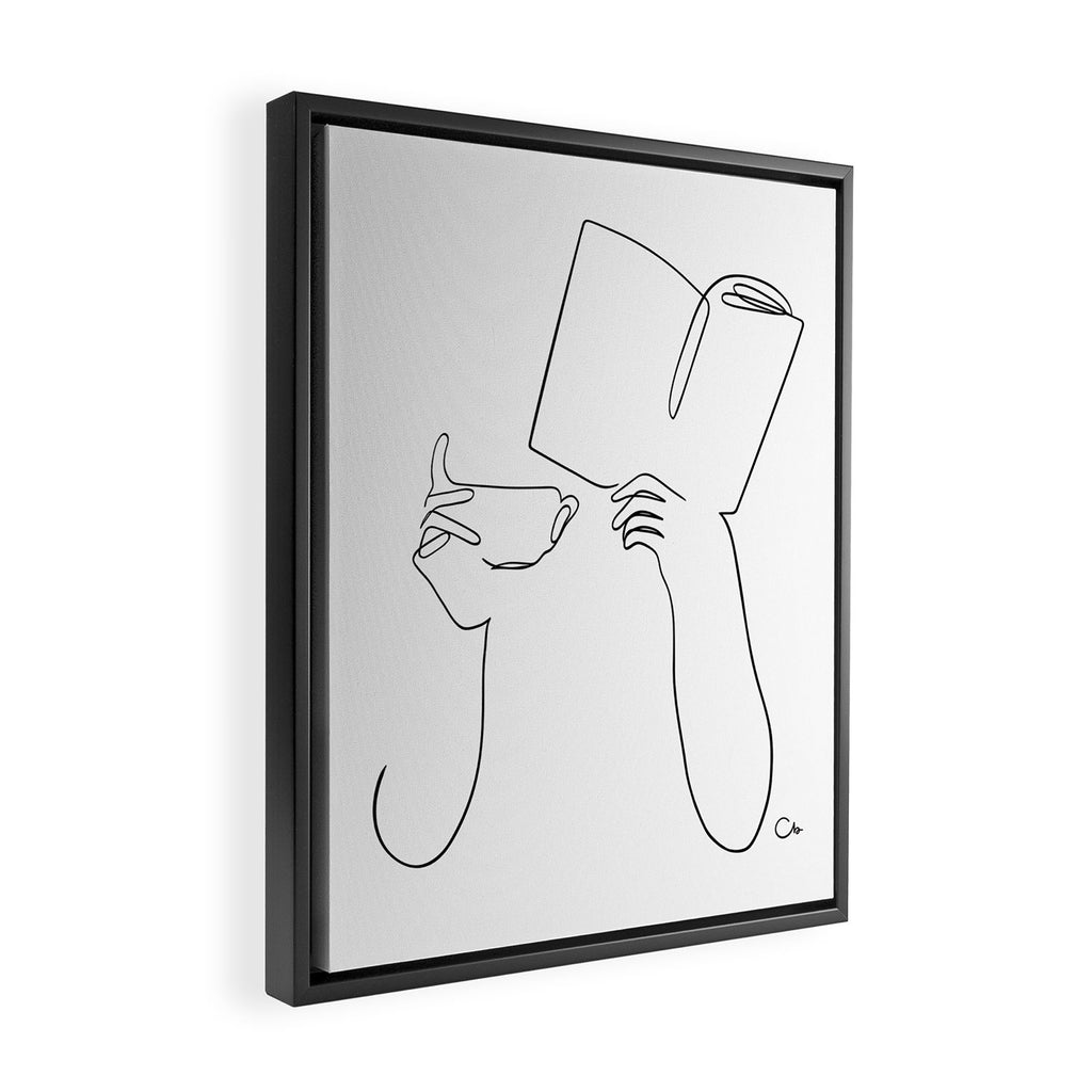 Book & Coffee Framed Canvas Print Gallery Image 2
