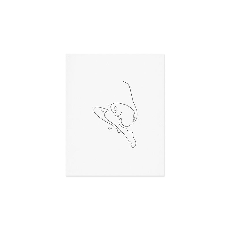 Girl with a sleeping cat Art Print Gallery Image 1
