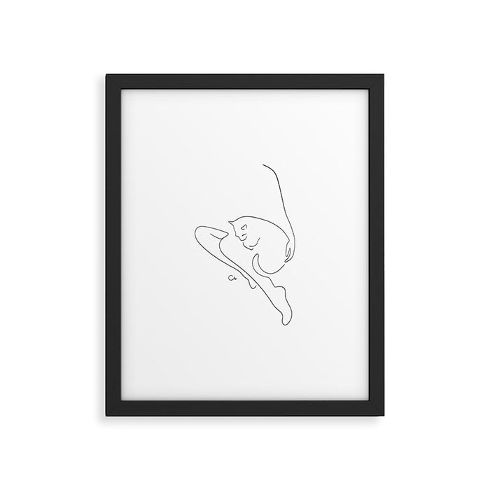 Girl with a sleeping cat Framed Art Print Gallery Image 1