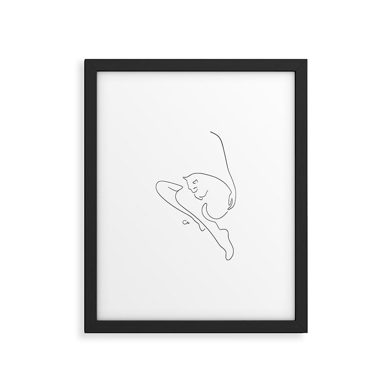 Girl with a sleeping cat Framed Art Print Gallery Image 5