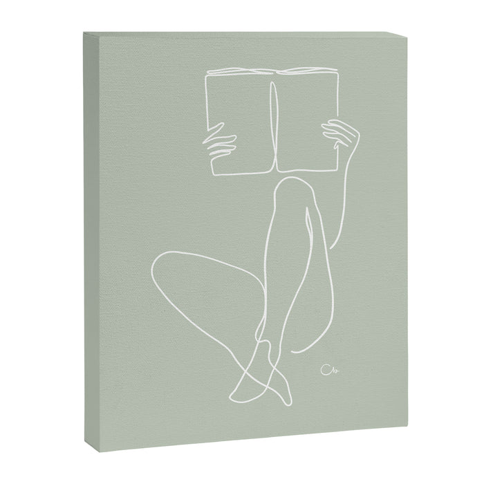 Reading Naked n.2 (green) Canvas Print Gallery Image 1