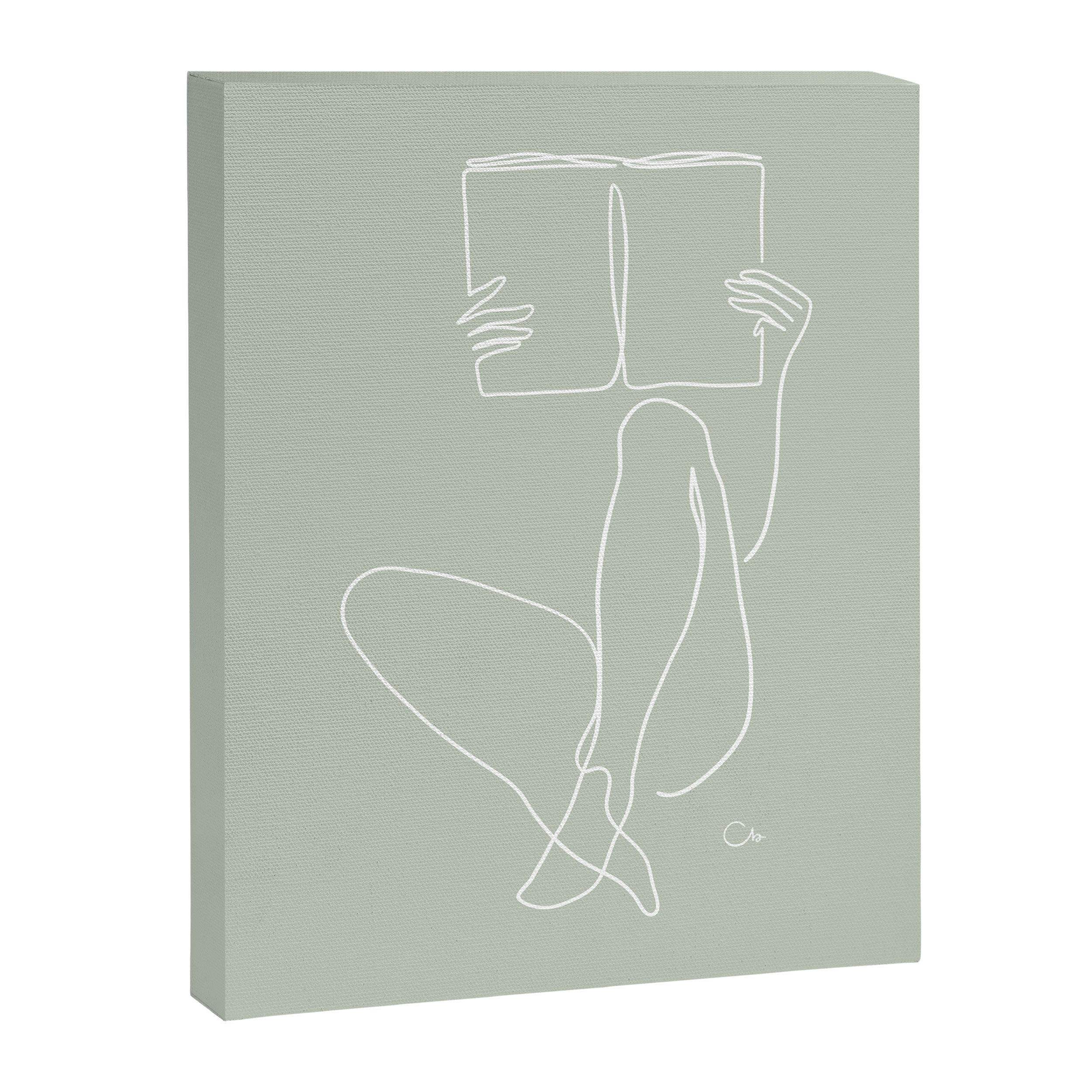 Reading Naked n.2 (green) Canvas Print Gallery Image 6