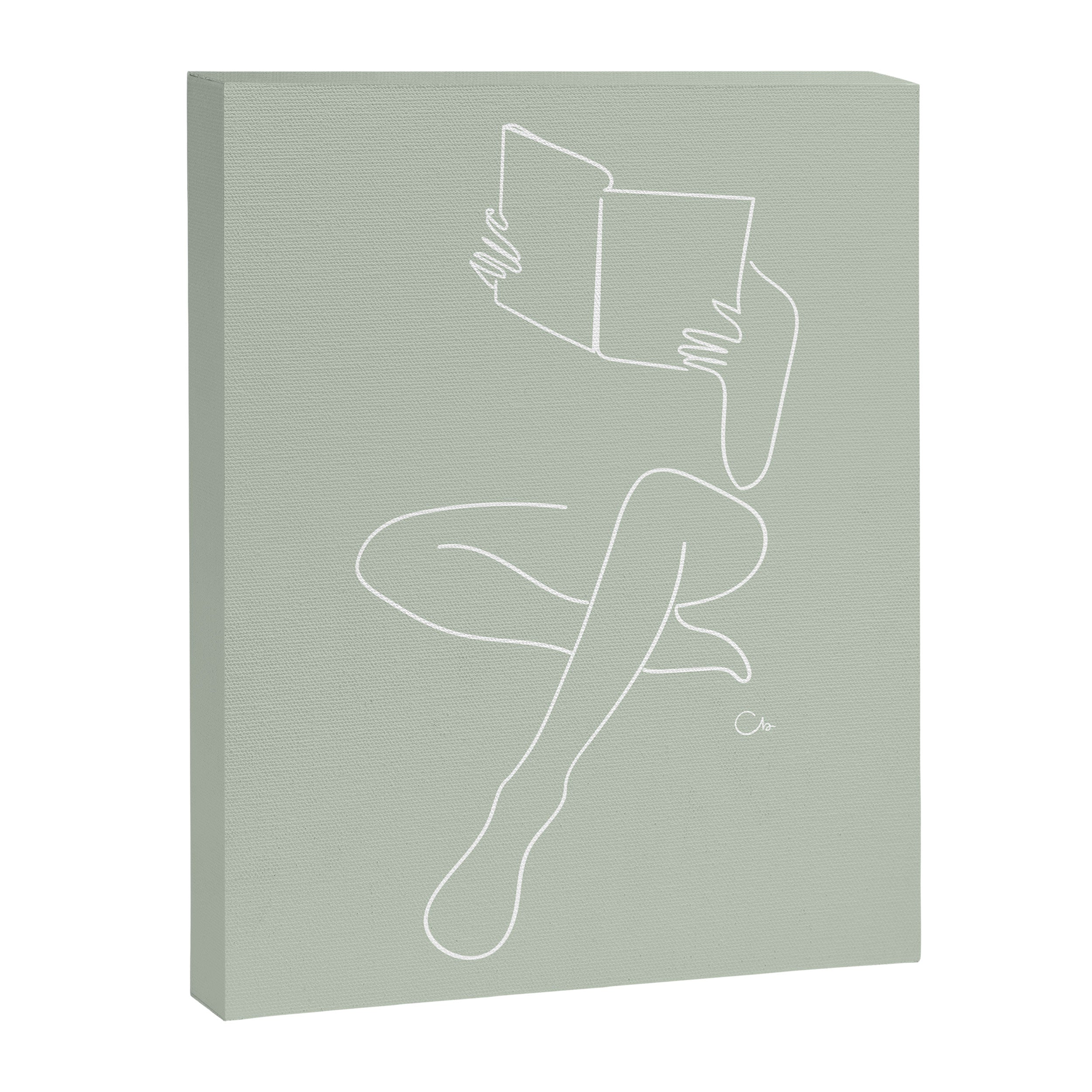 Reading naked n.3 (green) Canvas Print Gallery Image 6