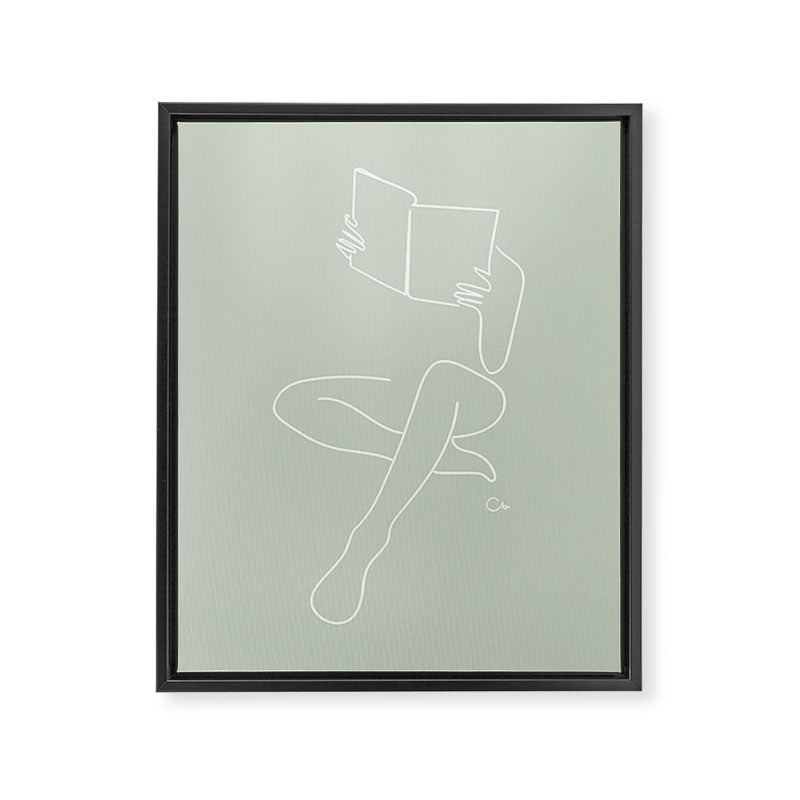 Reading naked n.3 (green) Framed Canvas Print Gallery Image 6
