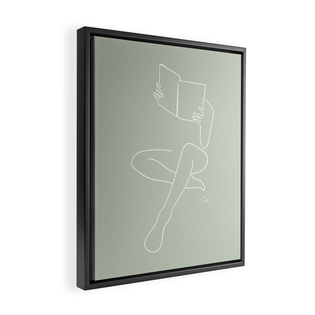 Reading naked n.3 (green) Framed Canvas Print Gallery Image 2