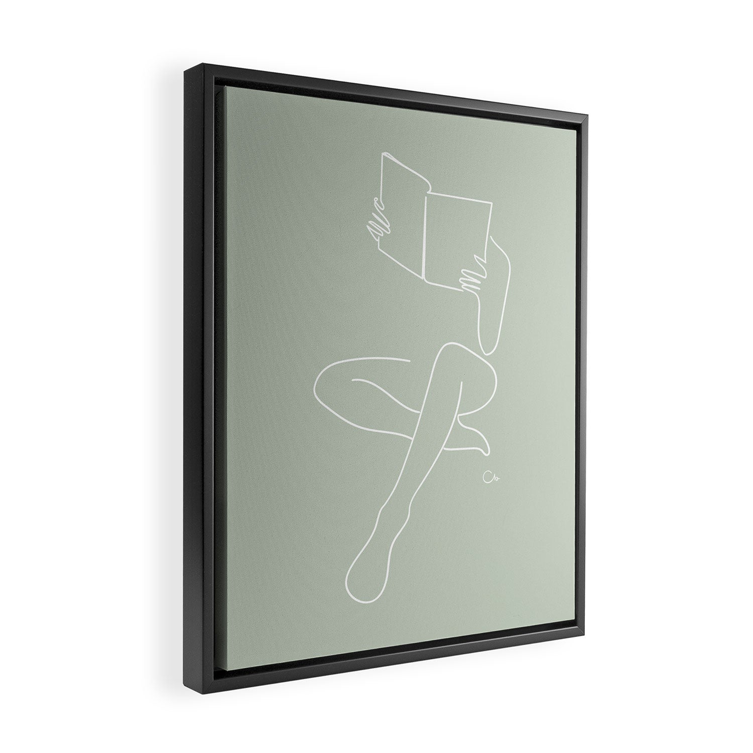 Reading naked n.3 (green) Framed Canvas Print Gallery Image 2