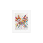 Abstract Axolotl Ink Art - Colour Splatter Watercolour Illustration Art Print Gallery Image 1