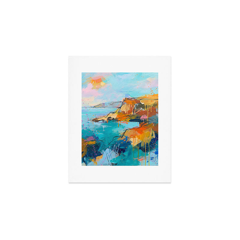 Abstract Northern Ireland Coastline - Vibrant Irish Seascape Art Print Art Print Gallery Image 1