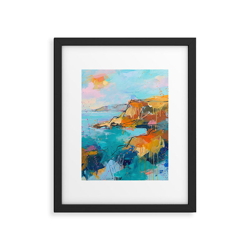 Abstract Northern Ireland Coastline - Vibrant Irish Seascape Art Print Framed Art Print Gallery Image 6