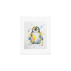 Baby Penguin Watercolour Ink Line Splatter Art Print Art Print Gallery Image 1