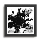 Black and white splat - Abstract, black paint splatter painting Framed Art Print Gallery Image 1