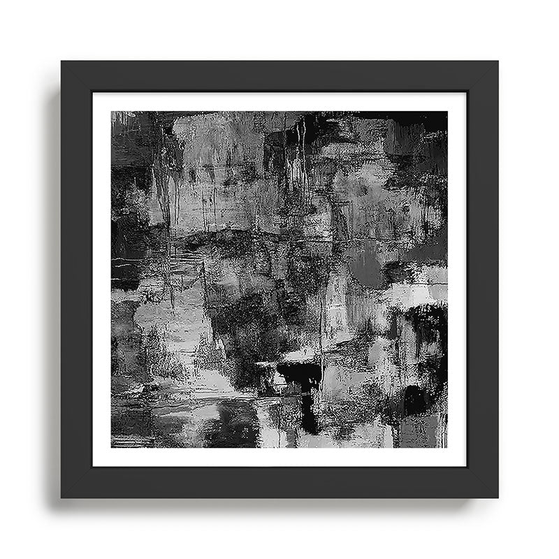 Crackled Gray - Black, white and gray, grey textured abstract Framed Art Print Gallery Image 1
