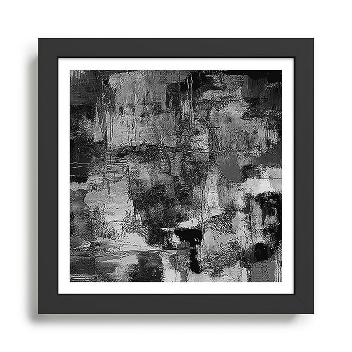 Crackled Gray - Black, white and gray, grey textured abstract Framed Art Print Gallery Image 1
