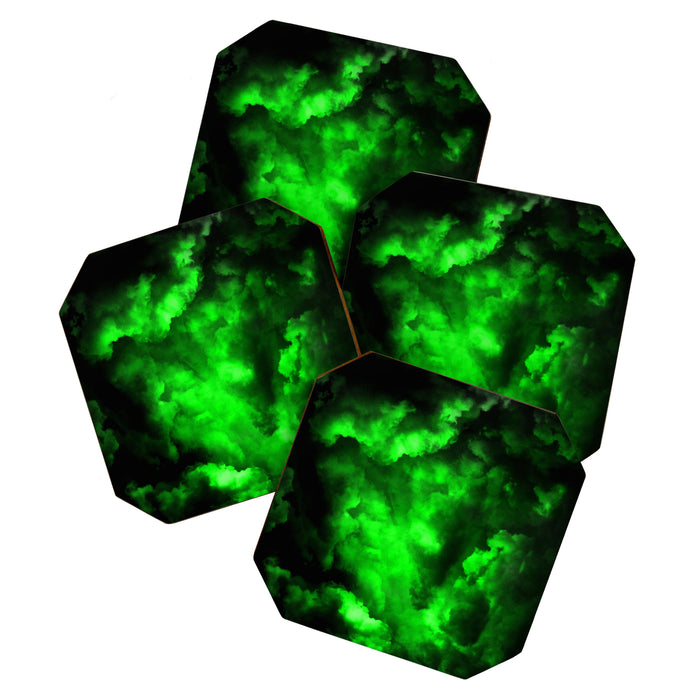 Envy - Abstract In Black And Neon Green Coaster Gallery Image 1
