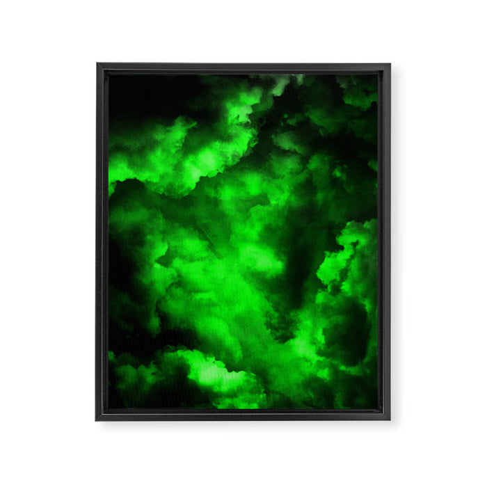 Envy - Abstract In Black And Neon Green Framed Canvas Print Gallery Image 1