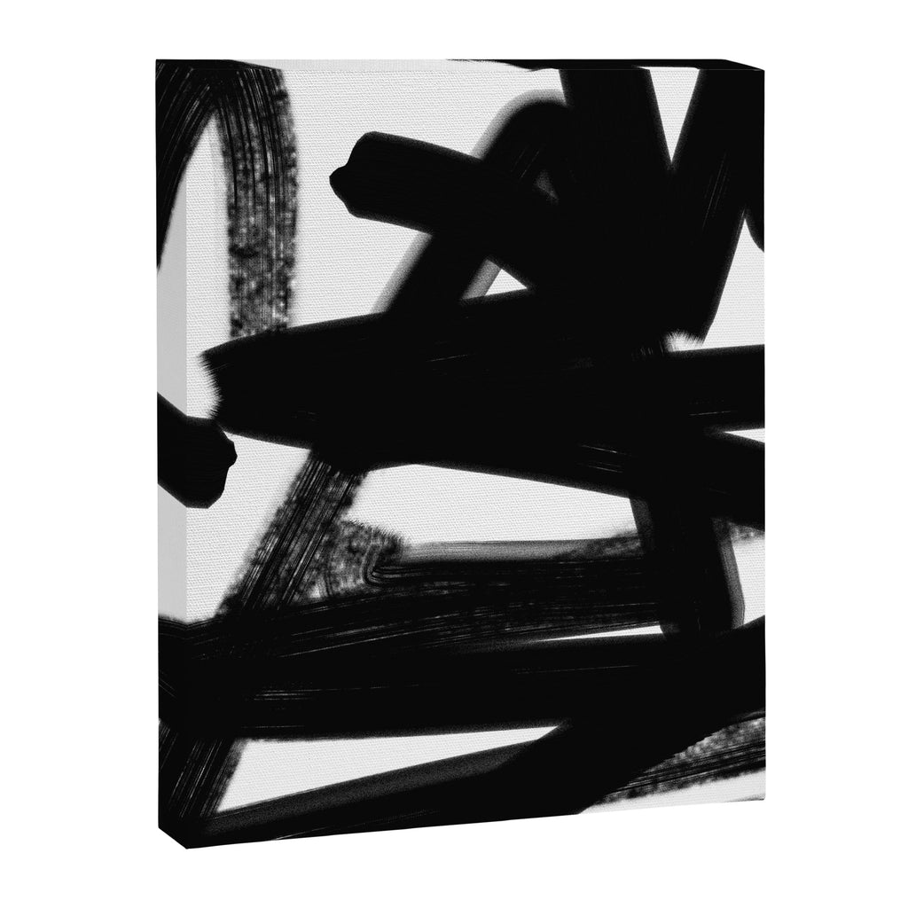 Thinking Out Loud - Black and white abstract painting, raw brush strokes Canvas Print Gallery Image 8