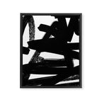 Thinking Out Loud - Black and white abstract painting, raw brush strokes Framed Canvas Print Gallery Image 8