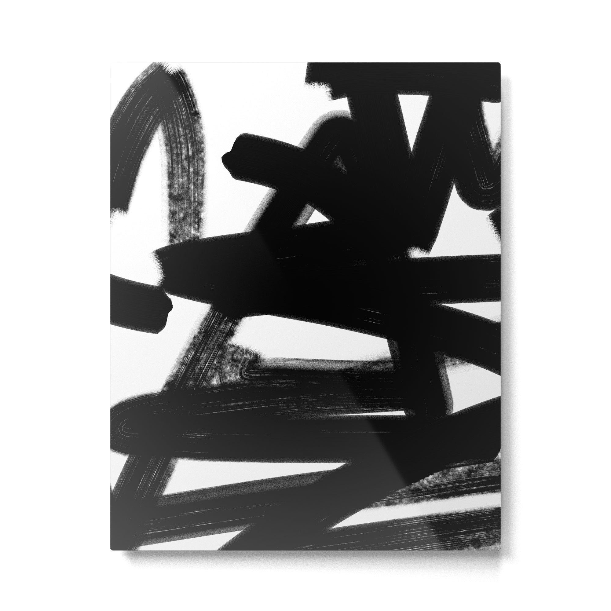 Thinking Out Loud - Black and white abstract painting, raw brush strokes Metal Print Gallery Image 6