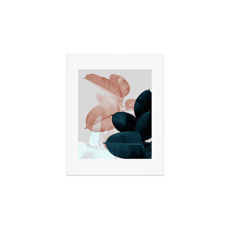 Blush & Blue Leaves Art Print Gallery Image 1