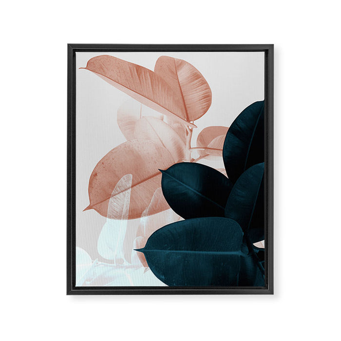 Blush & Blue Leaves Framed Canvas Print Gallery Image 1
