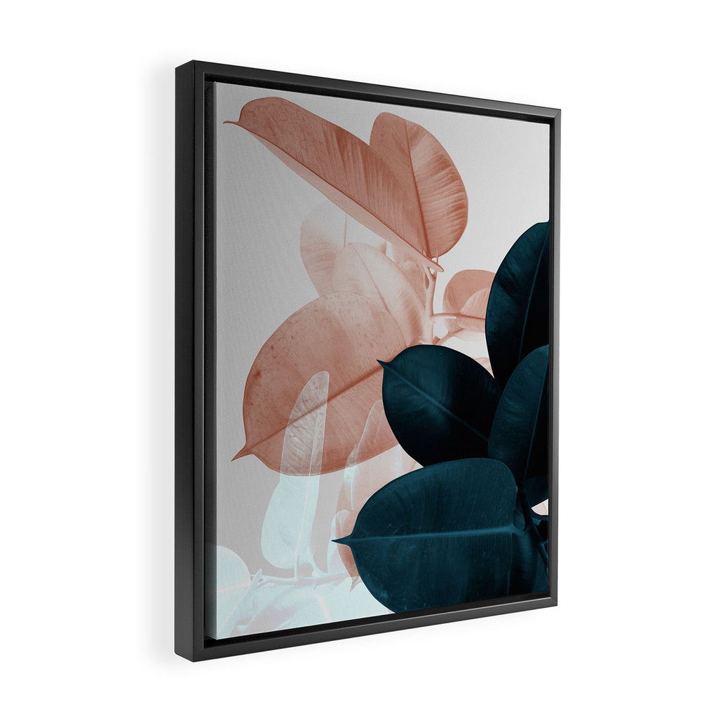 Blush & Blue Leaves Framed Canvas Print Gallery Image 2