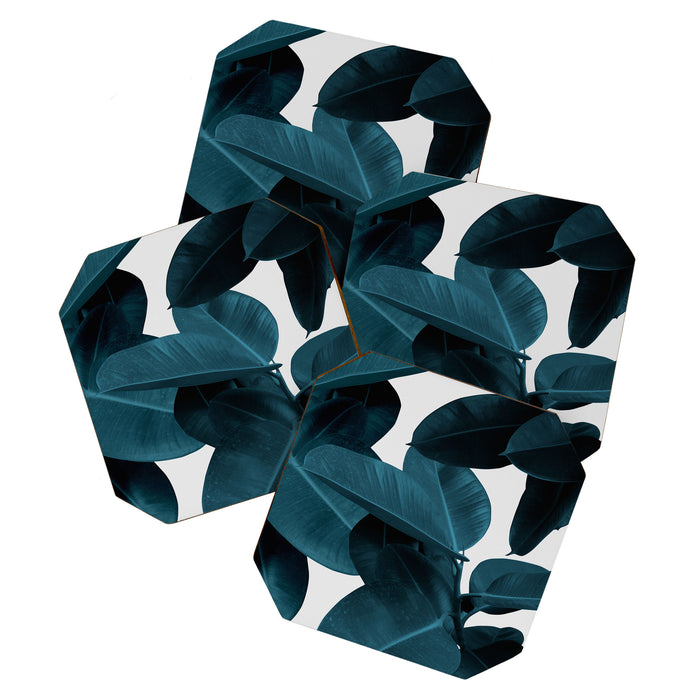 Indigo Blue Plant Leaves Coaster Gallery Image 1