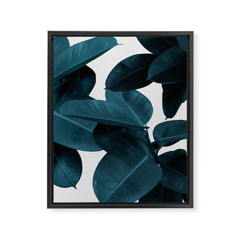 Indigo Blue Plant Leaves Framed Canvas Print Gallery Image 6