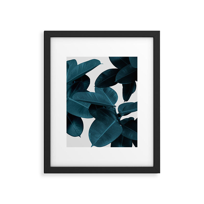 Indigo Blue Plant Leaves Framed Art Print Gallery Image 5