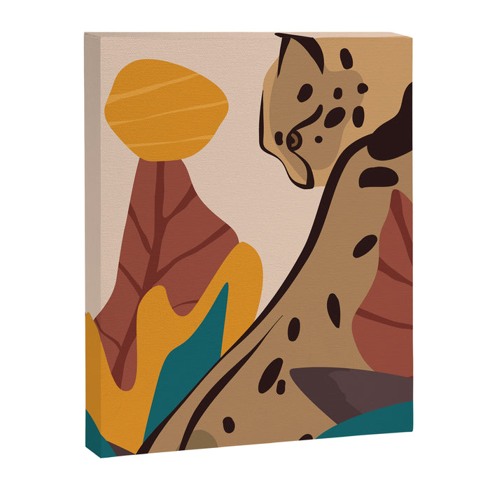 Jungle Leopard with Tropical Leaves in Earthy Colors Canvas Print Gallery Image 1