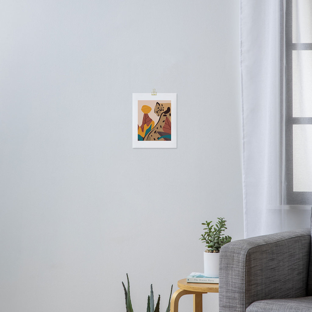 Jungle Leopard with Tropical Leaves in Earthy Colors Art Print Gallery Image 3