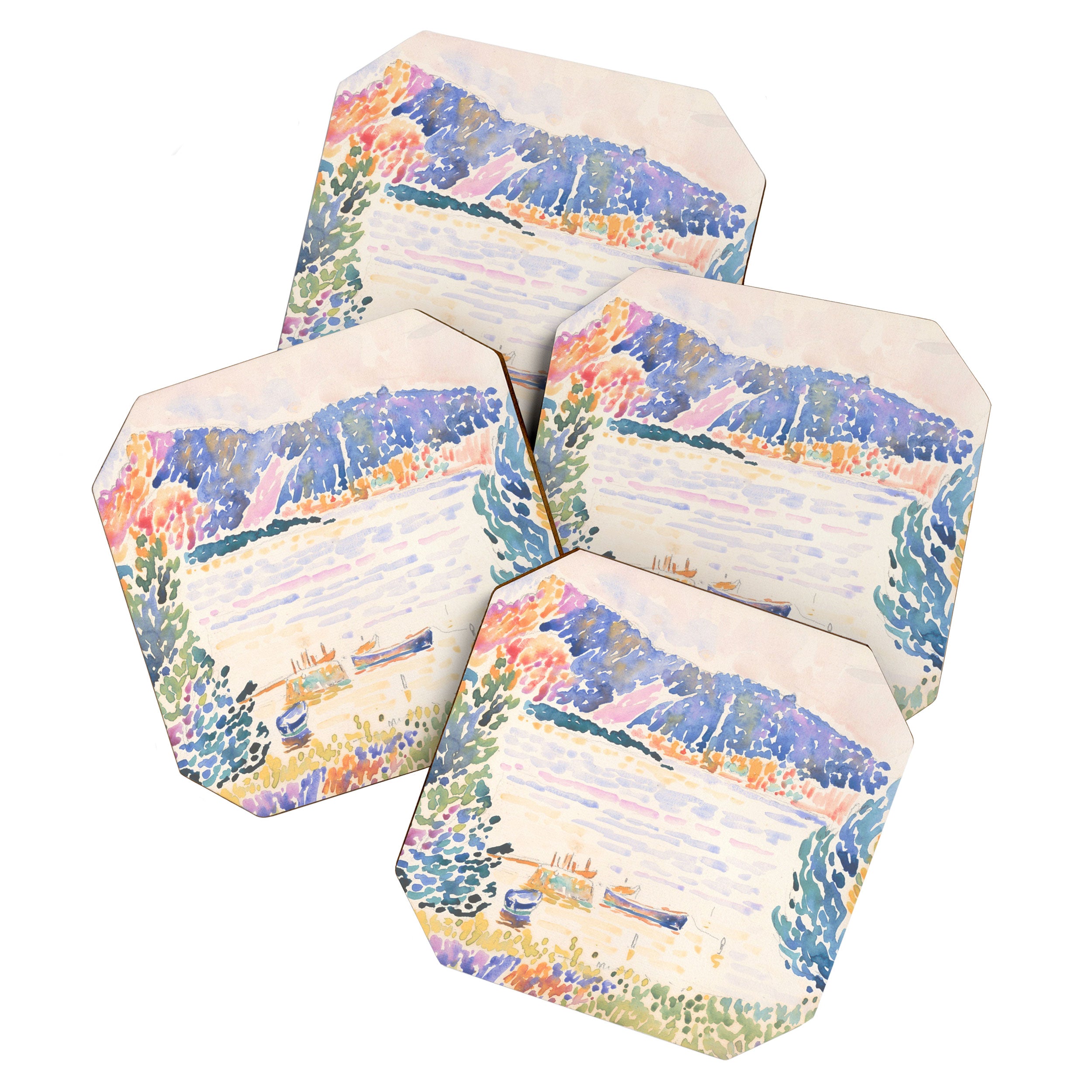 Cap NeÌgre by Henri-Edmond Cross 1909 French Cottage Mountain Country and Farmhouse Aesthetic Coaster Gallery Image 1