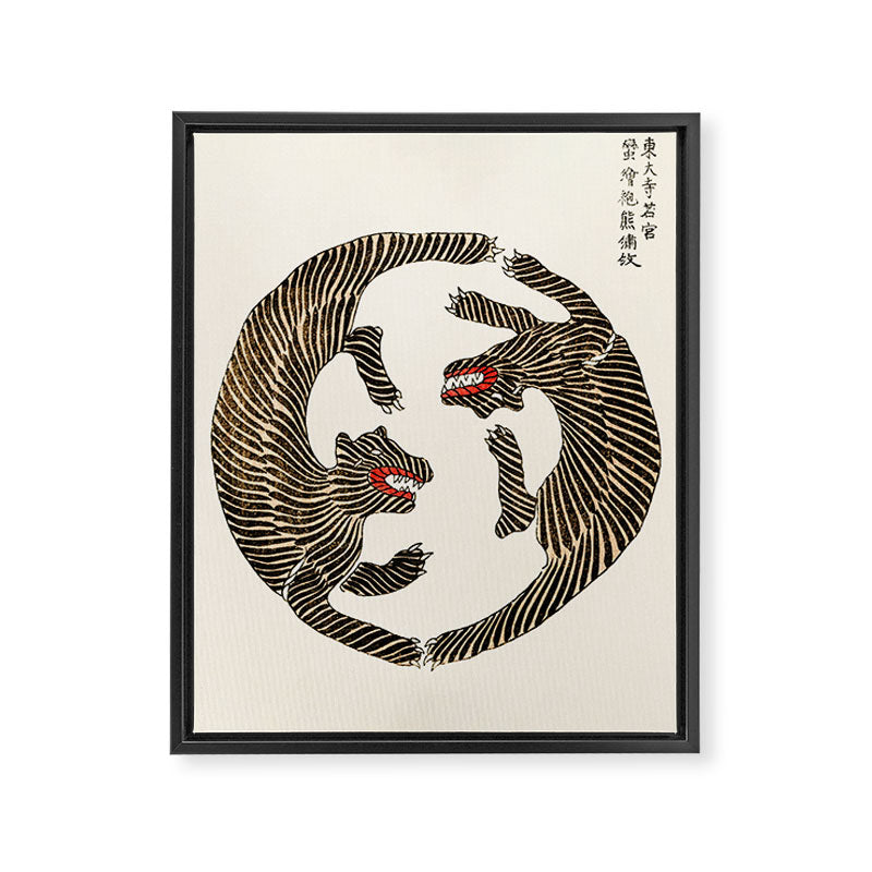 Japanese Tigers by Taguchi Tomoki 1860-1869 - Tiger Framed Canvas Print Gallery Image 3