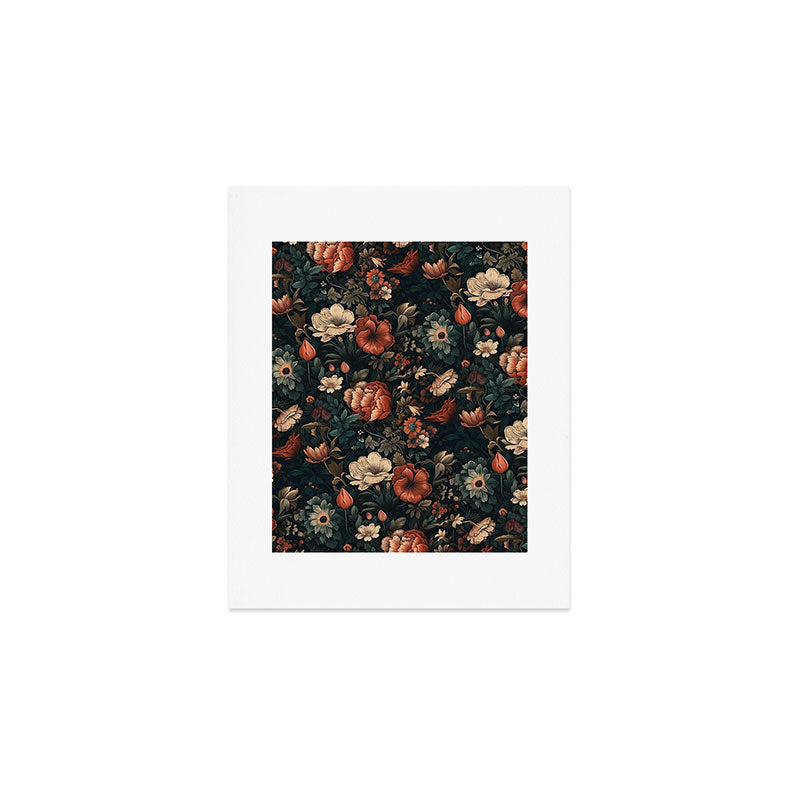 Vintage Aesthetic Beautiful Flowers, Nature Art, Dark Cottagecore Plant Collage - Flower Art Print Gallery Image 1