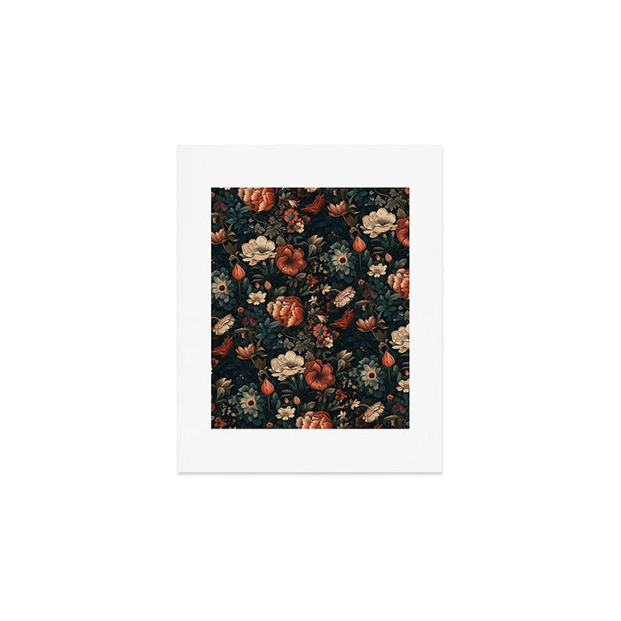 Vintage Aesthetic Beautiful Flowers, Nature Art, Dark Cottagecore Plant Collage - Flower Art Print Gallery Image 1
