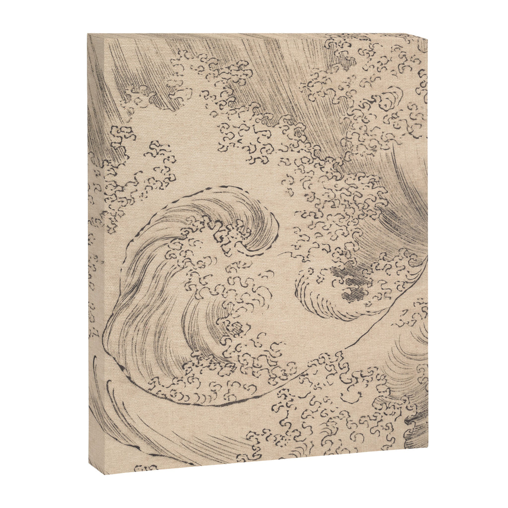 Wave by Katsushika Hokusai 1760-1849 Japanese Woodblock Allover Pattern Black and Tan Ink Drawing Canvas Print Gallery Image 6