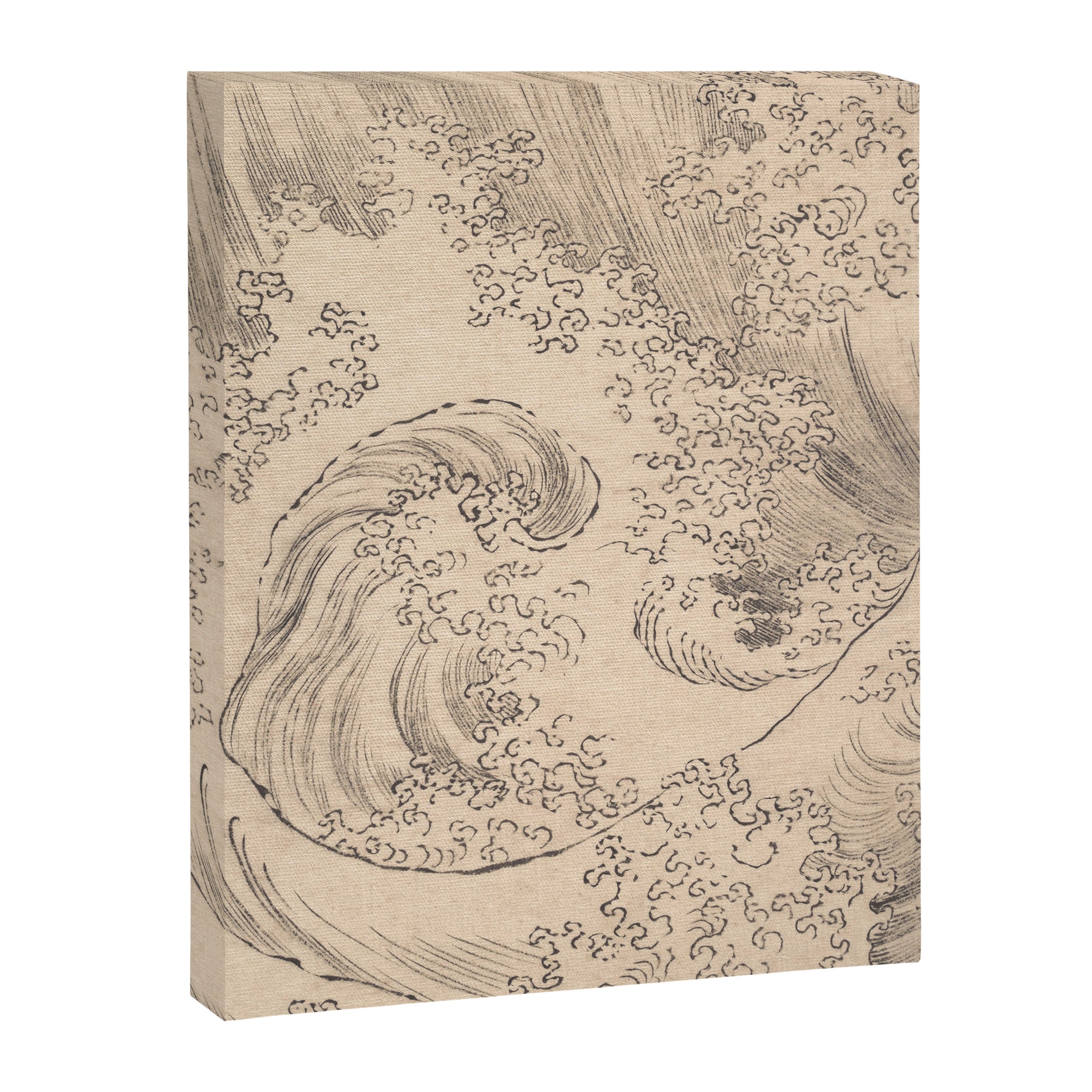 Wave by Katsushika Hokusai 1760-1849 Japanese Woodblock Allover Pattern Black and Tan Ink Drawing Canvas Print Gallery Image 6