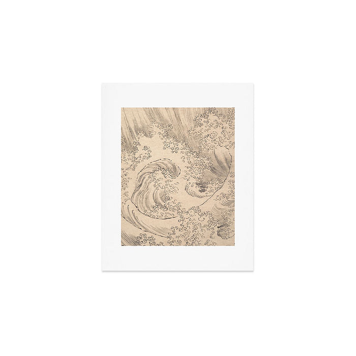 Wave by Katsushika Hokusai 1760-1849 Japanese Woodblock Allover Pattern Black and Tan Ink Drawing Art Print Gallery Image 1