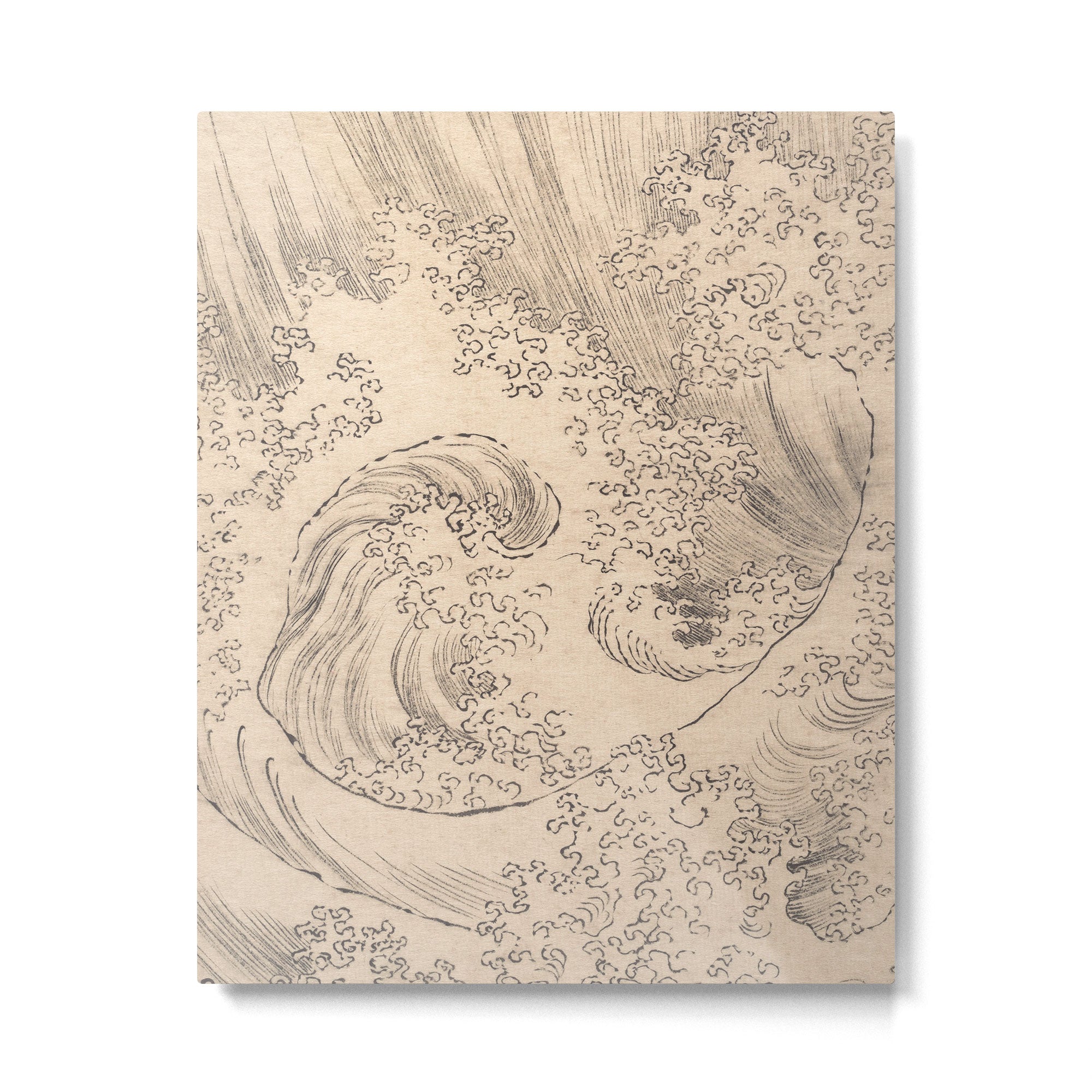 Wave by Katsushika Hokusai 1760-1849 Japanese Woodblock Allover Pattern Black and Tan Ink Drawing Metal Print Gallery Image 4