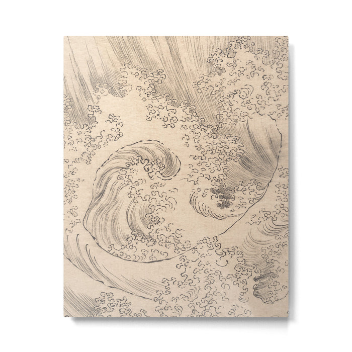 Wave by Katsushika Hokusai 1760-1849 Japanese Woodblock Allover Pattern Black and Tan Ink Drawing Metal Print Gallery Image 1