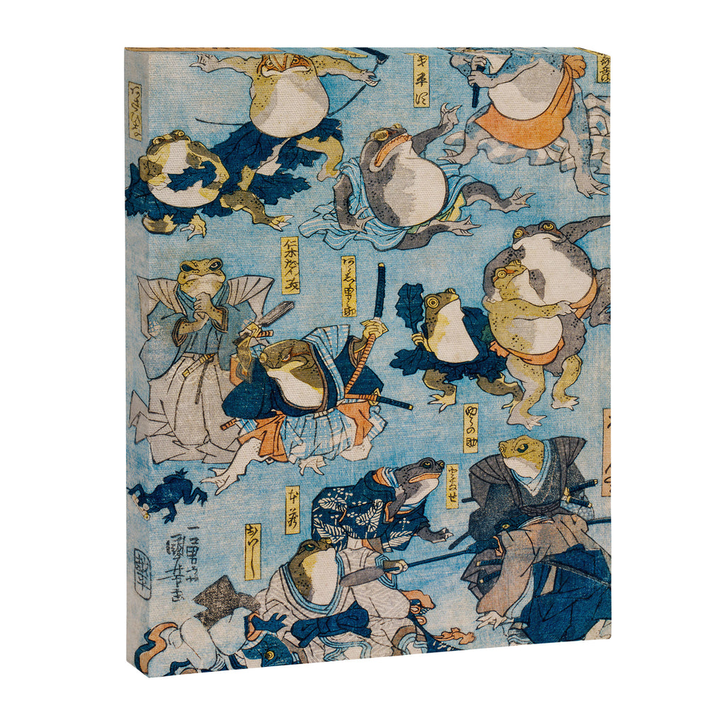 Woodblock Hero Frogs Vintage Illustration  by Utagawa Kuniyoshi Ukiyo-e Style Samurai Sword Kung Fu Canvas Print Gallery Image 6