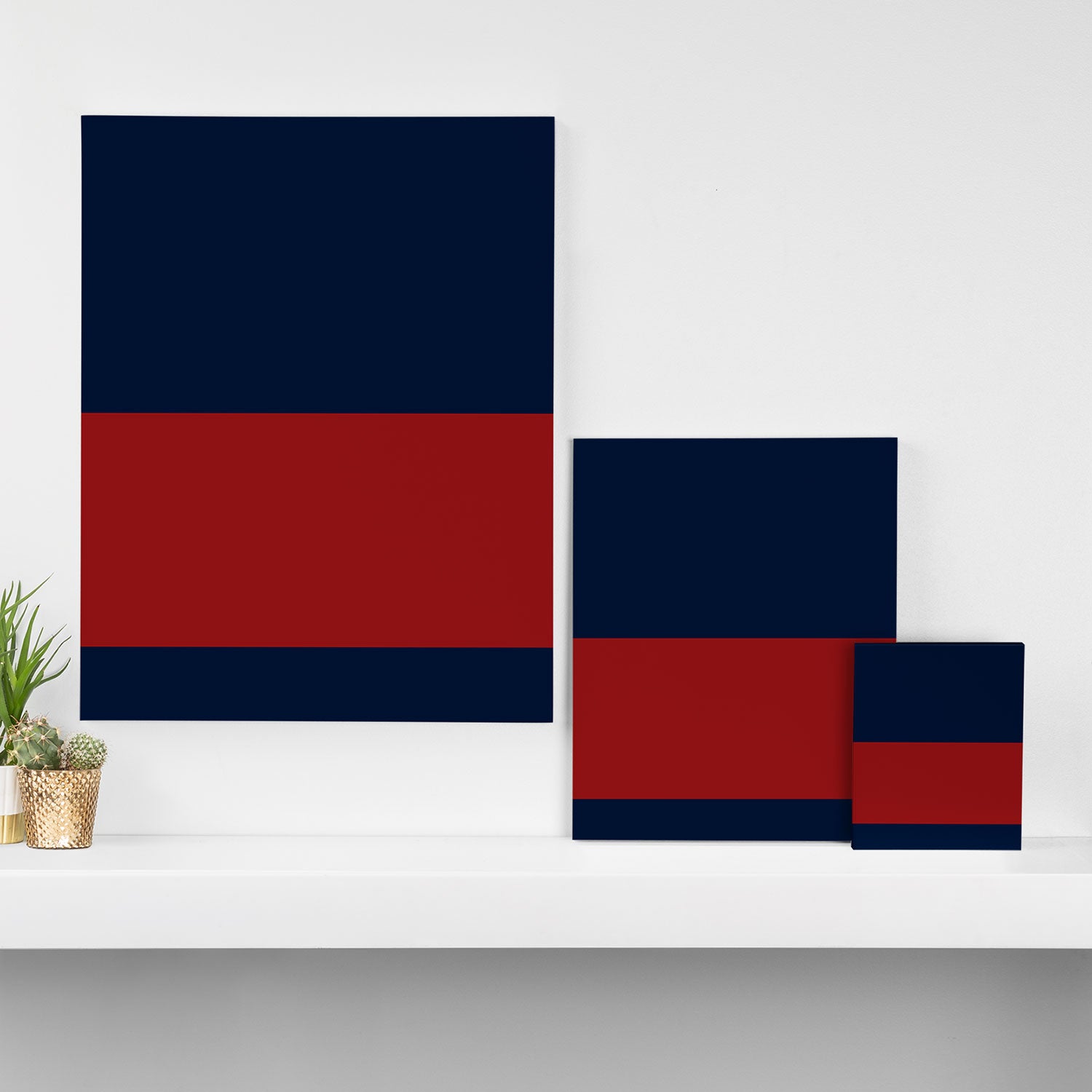Navy Bold Red Stripe Canvas Print Gallery Image 3