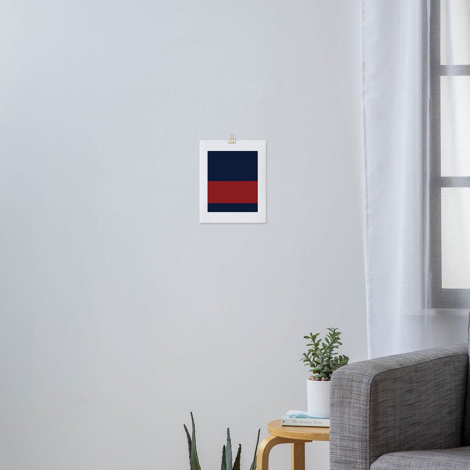 Navy Bold Red Stripe Art Print Gallery Image 3