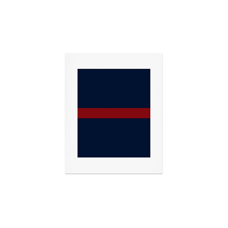 Navy Red Horizontal Bar Art Print Gallery Image 1