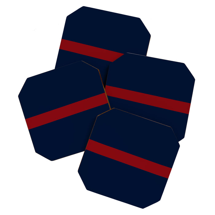 Navy Red Horizontal Bar Coaster Gallery Image 1