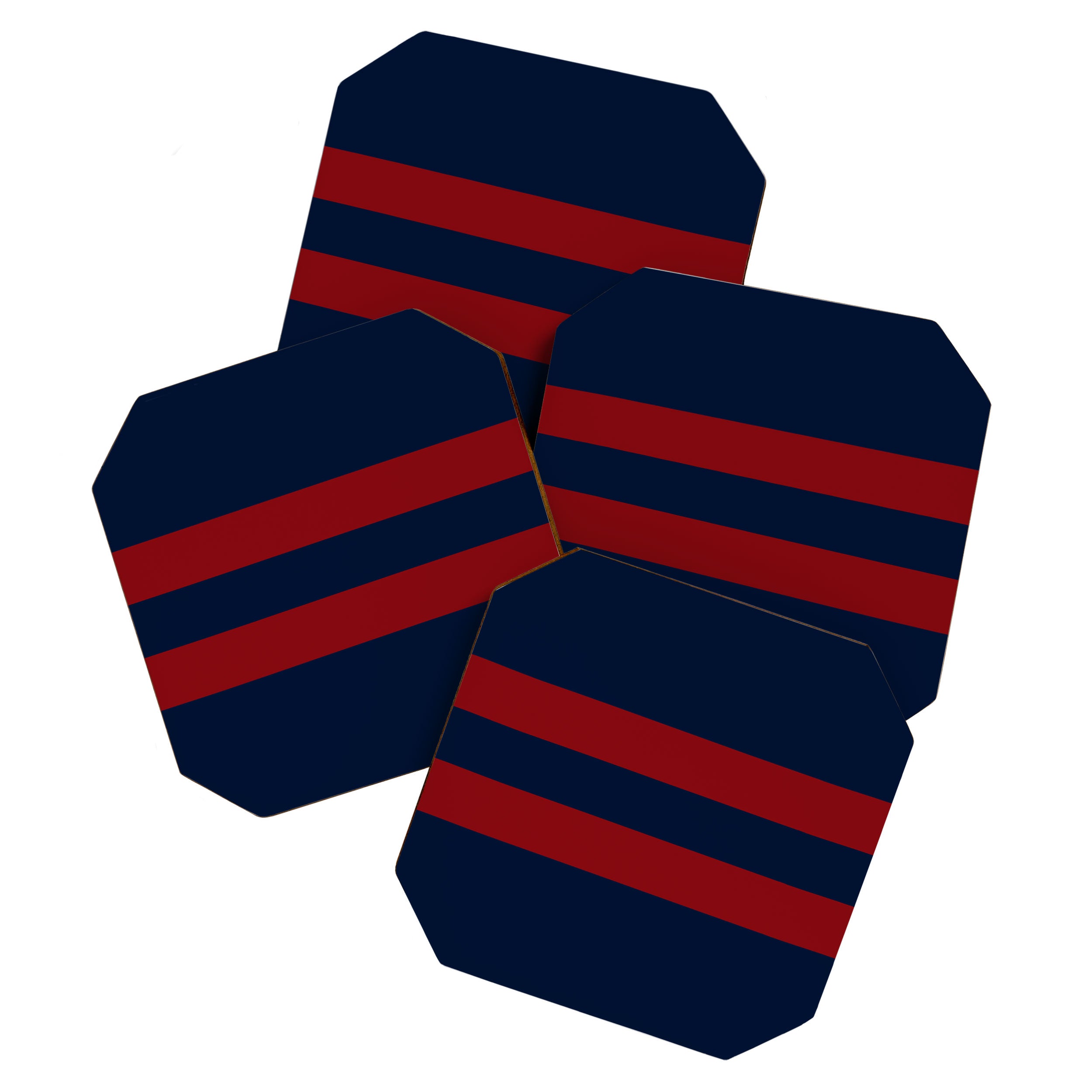 Navy Red Red Horizontal Stripes Coaster Gallery Image 1