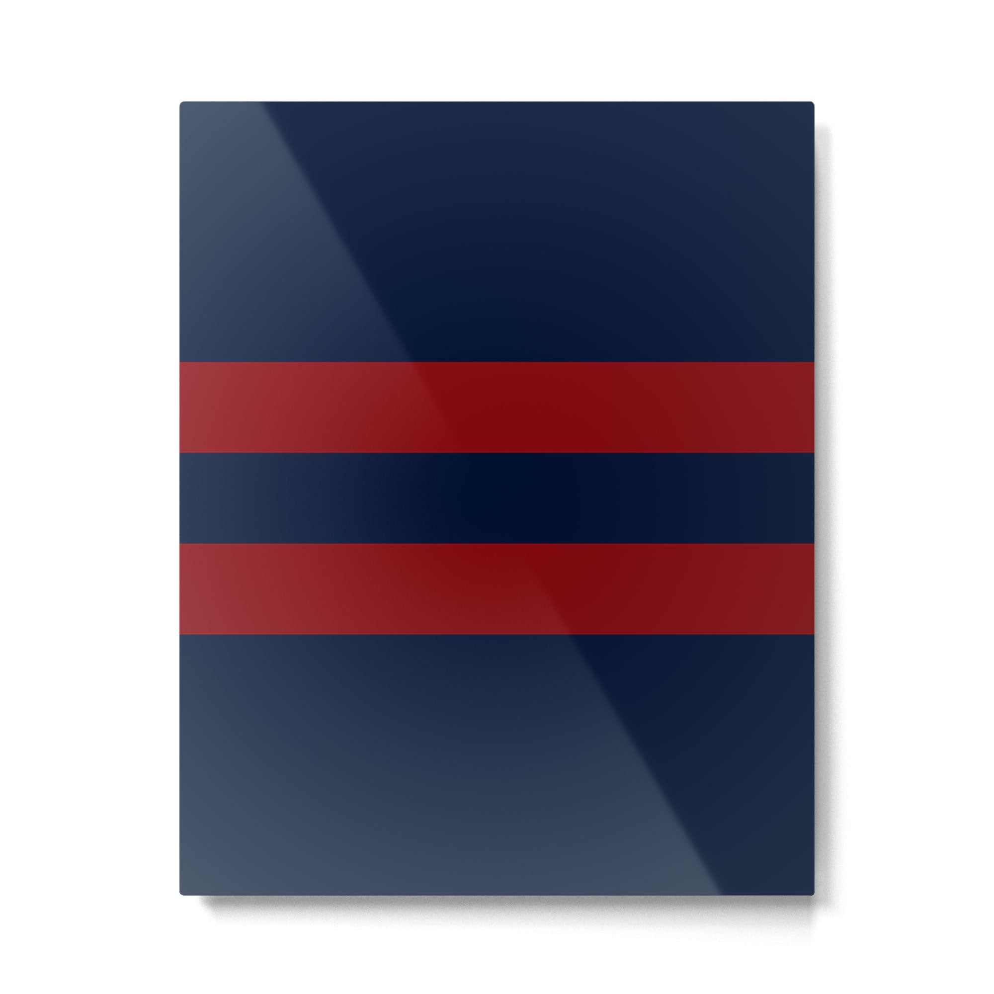 Navy Red Red Horizontal Stripes Metal Print Gallery Image 6