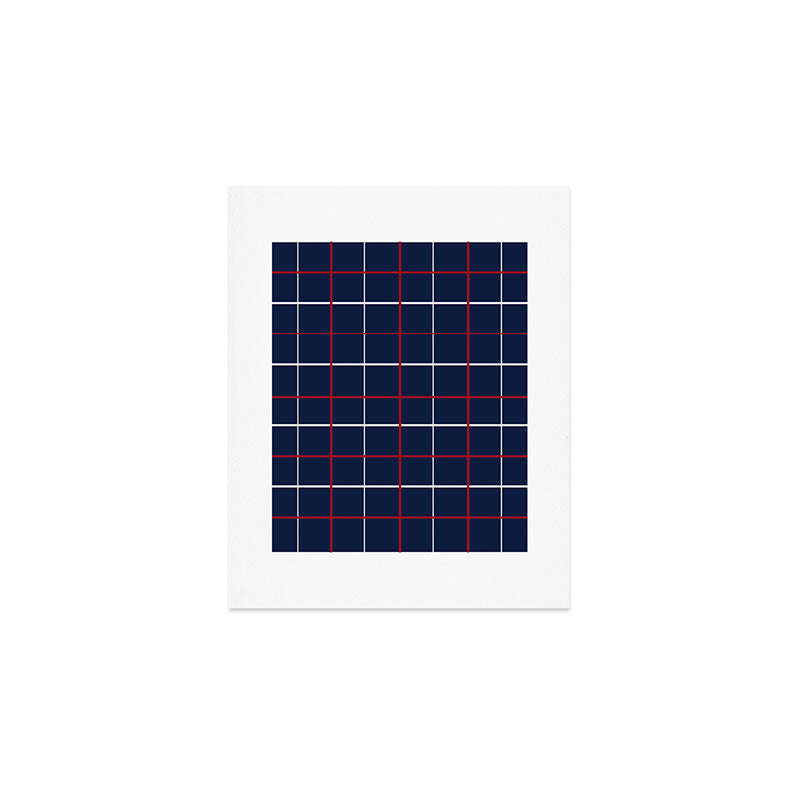 Navy Red White Tattersall Art Print Gallery Image 1