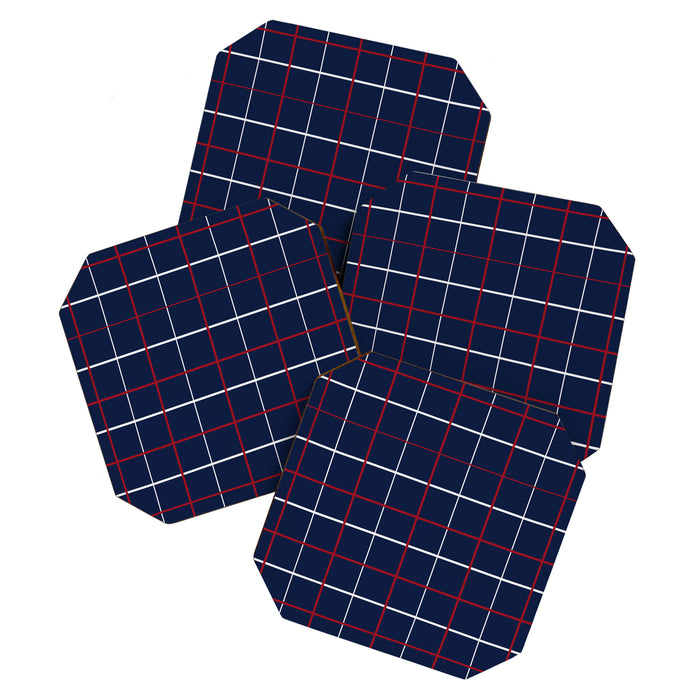 Navy Red White Tattersall Coaster Gallery Image 1