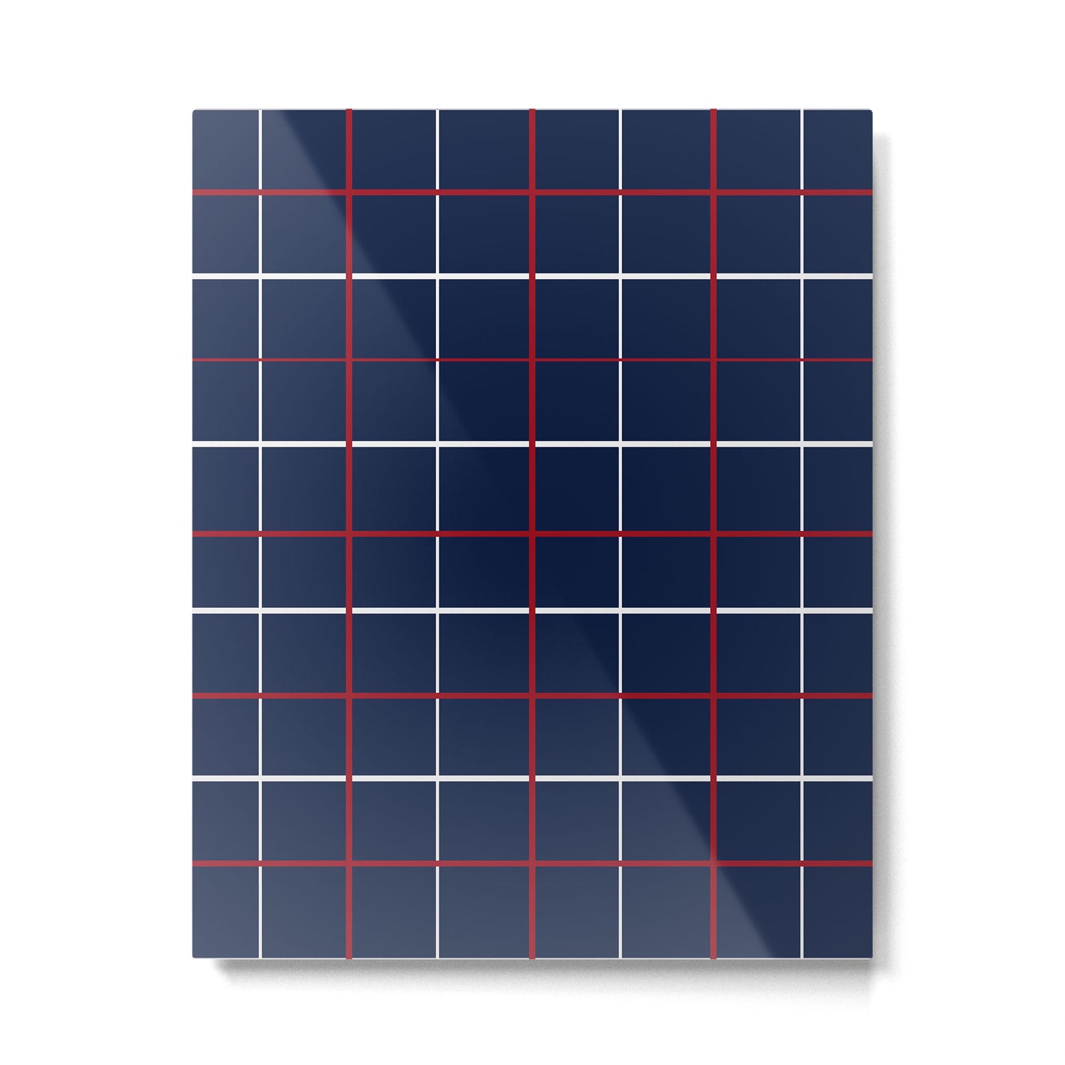 Navy Red White Tattersall Metal Print Gallery Image 6